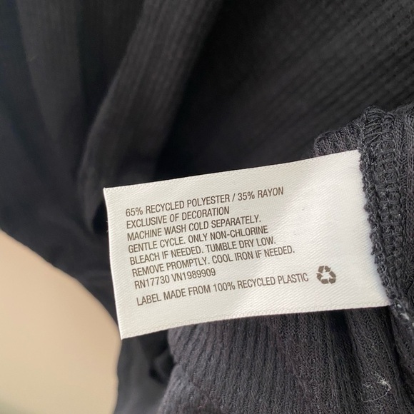 Women’s JoyLab Black Waffle Knit Tie Front Long Sleeve Top Size Small - Picture 7 of 7